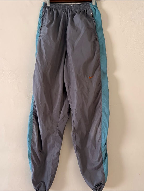Nike Pants - Vintage Nike Track Pants Grey Blue Nike-FIT Windbreaker Joggers Size M